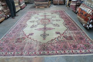 Antique Turkish Oushak Sivas Rug Wool Hand Knotted 9 ' 9 x 14 ' 2 DISTRESSED 6