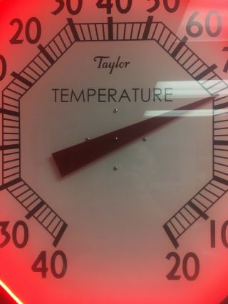 Taylor neon thermometer like clock big 8 sided vintage wall restored rare find 2