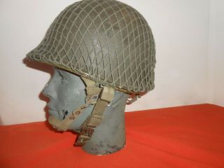 U.  S.  ARMY:WWII M1 Combat Steel Helmet Front Seam with Korea war era Helmet Liner 10
