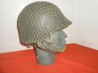 U.  S.  ARMY:WWII M1 Combat Steel Helmet Front Seam with Korea war era Helmet Liner 11