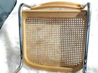 Vintage CESCA Marcel Style Chair Rattan Wood Chrome Mid Century Marked Italy 12