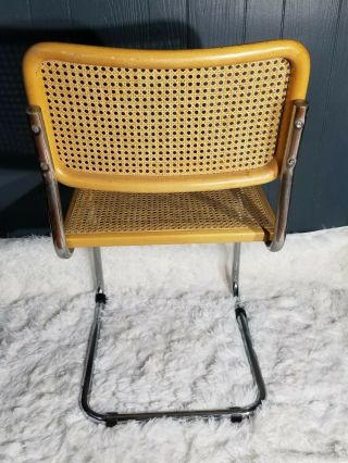 Vintage CESCA Marcel Style Chair Rattan Wood Chrome Mid Century Marked Italy 3