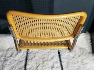 Vintage CESCA Marcel Style Chair Rattan Wood Chrome Mid Century Marked Italy 4