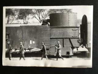 1936 China Chiang Kai Shek Troop Armoured Railway Car On Pei - Han Photo 蒋介石国军铁甲火车