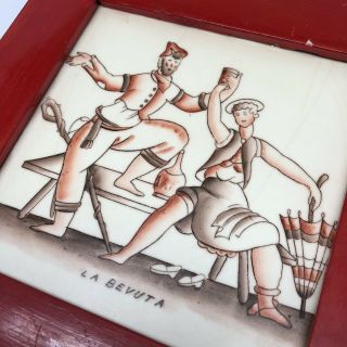 Gio Ponti Richard Ginori Ceramic Tile Rare La Bevuta Stanco Plaque Mid Century 3