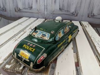 Vintage wind up squad car police dick Tracy 1949 toy pressed tin lithograph Marx 4