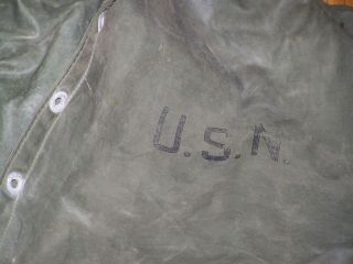 WWII U.  S.  Navy Deck Jacket Rain Parka Good Presentable 2