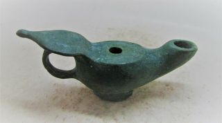 Finest Circa 400 - 500ad Late Roman Period Bronze Oil Lamp Item.