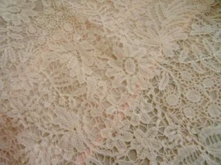 A Antique Brussels Lace & Pastel Pink Silk Cushion Cover C.  1900 10