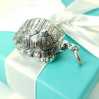 Vintage Tiffany & Co.  Sterling Silver Turtle Pill Box Trinket Key Chain Pendant