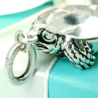 Vintage Tiffany & Co.  Sterling Silver Turtle Pill Box Trinket Key Chain Pendant 7