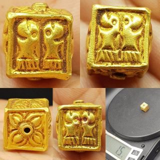 1.  5 Grams Roman Wonderful Old 22k Karat Gold Bead With Birds 19