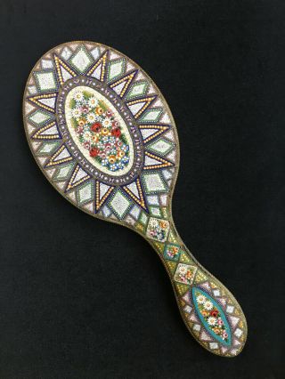 Antique Micro Mosaic Hand Mirror Italy Late 19th Century