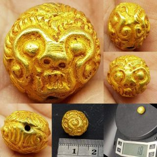 Old Rare High Carat Gold Roman Wonderful Bead With 2 Face 19