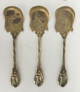 Paul Canaux Fabulous French Ice Cream Vermeil Silver 13 Spoons Set Cherubs Putti 8