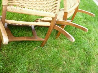 Pair Rare Hans Wegner JH - 512 Style Mid Century Danish Modern Deck Rope Chairs 9