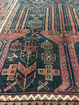 On Semi Antique Hand Knotted Tribal Area Rug Geometric Carpet 3’6”x7’5” 10