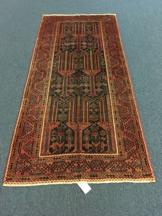 On Semi Antique Hand Knotted Tribal Area Rug Geometric Carpet 3’6”x7’5”