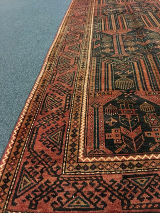 On Semi Antique Hand Knotted Tribal Area Rug Geometric Carpet 3’6”x7’5” 7