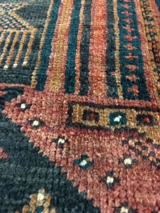On Semi Antique Hand Knotted Tribal Area Rug Geometric Carpet 3’6”x7’5” 8