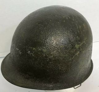 Wwii Us Gi Schlueter M1 Steel Helmet Repainted Front Seam Swivel Bale