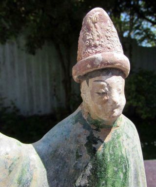 ANTIQUE CHINESE MING TOMB ATTENDANT FIGURE - GREEN GLAZED CIRCA 1500 6