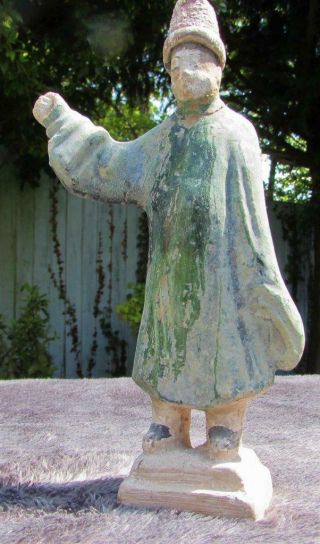 ANTIQUE CHINESE MING TOMB ATTENDANT FIGURE - GREEN GLAZED CIRCA 1500 9