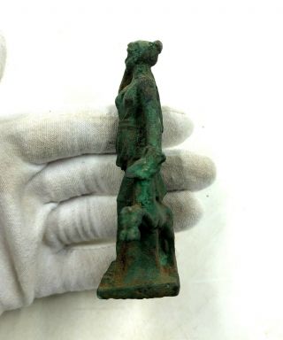 EXTREMELY RARE ROMAN CA.  300 AD BRONZE STATUETTE OF HUNTING GODDESS DIANA R21 3