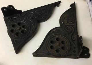 Rare Antique Victorian Ornate Cast Iron Pulleys/brackets,  Theater Stage Curtain?
