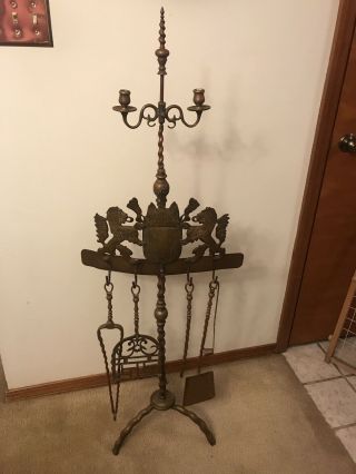 Antique Brass Victorian Style Fireplace Tool Set