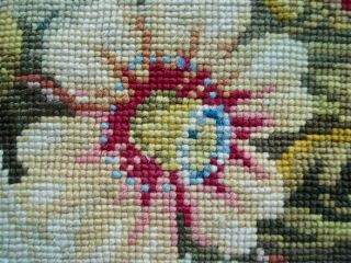 ANTIQUE 19TH CENTURY NEEDLEPOINT NEEDLEWORK WOOLWORK EMBROIDERY FLORAL PANEL 4