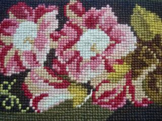 ANTIQUE 19TH CENTURY NEEDLEPOINT NEEDLEWORK WOOLWORK EMBROIDERY FLORAL PANEL 6