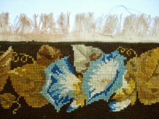ANTIQUE 19TH CENTURY NEEDLEPOINT NEEDLEWORK WOOLWORK EMBROIDERY FLORAL PANEL 9