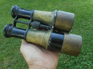 VINTAGE ALL BRASS GERMAN BUSCH SPECIAL WW1 BINOCULARS 8