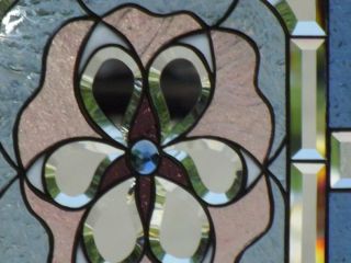 •Pink • Beveled Stained Glass Window Panel • 18 1/2 