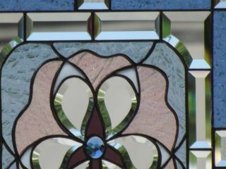 •Pink • Beveled Stained Glass Window Panel • 18 1/2 