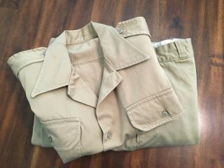 U.  S.  Army 2nd Infantry Division Uniform Tan Khaki Pants & Shirt Korean War Patch
