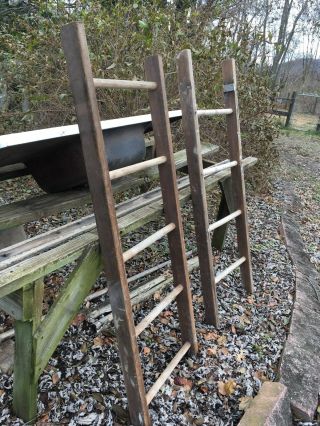 Vintage Wood Ladder 4.  5 FT,  Rustic Flowers Pots Pans Quilts primitive deco 2