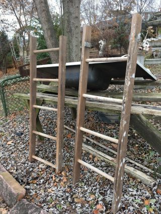 Vintage Wood Ladder 4.  5 FT,  Rustic Flowers Pots Pans Quilts primitive deco 3