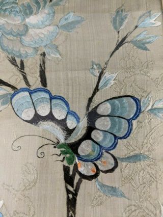 Antique 19 c.  Chinese Qing Dynasty Framed Silk Butterfly Floral Embroidery 4