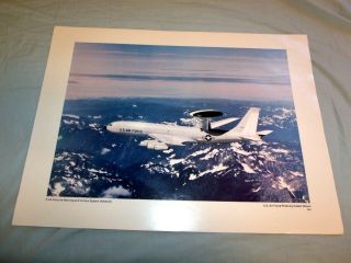 Vintage E - 3a Awacs Jet Plane Official Us Air Force Poster 17 " X 23 "