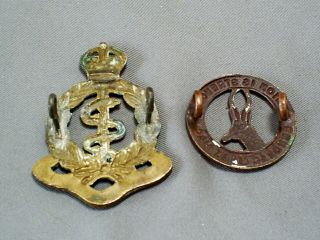 WW2 SOUTH AFRICA ARMY MEDICAL CORPS SAMC & UNION IS STRENGTH CAP BADGES 2