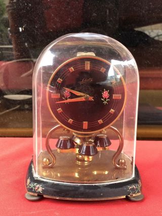 Schatz Midget 400 Day Anniversary Clock Black Dial Floral Decoration