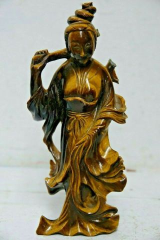 Old Chinese Carved Tigers Eye Figure - Extremely Rare & Unusual - L@@k