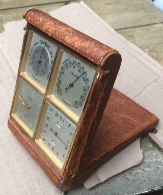 Angelus Swiss Desk Weather Station Alarm Clock Thermometer Calendar Barometer 4 "