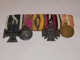 WWI German 5 place medal bar EK2 Honor Cross RARE Merit Medal Saxe Coburg Gotha 11