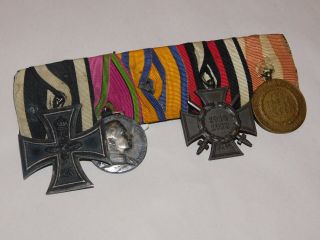 WWI German 5 place medal bar EK2 Honor Cross RARE Merit Medal Saxe Coburg Gotha 12