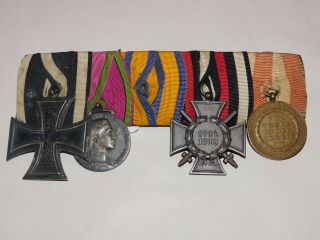 Wwi German 5 Place Medal Bar Ek2 Honor Cross Rare Merit Medal Saxe Coburg Gotha