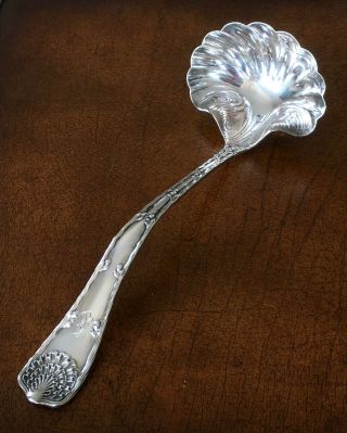 Gorgeous Antique Tiffany And Co Sterling Silver Punch Soup Ladle Wave Edge