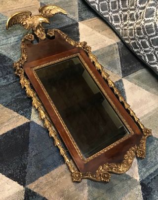 Antique Federal Gold Gilt Gilded Wood Carved Eagle Mirror